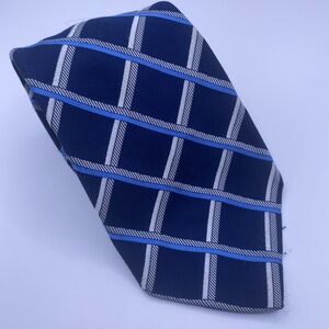 Lanvin Navy and Light Blue Checkered Tie